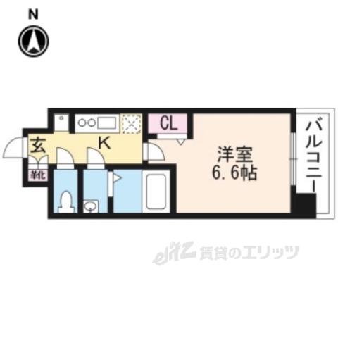 プレサンス京都二条 京華(1K/2階)の間取り写真