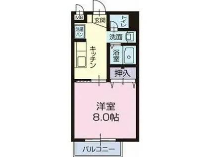 AURORA SHIMADA(1K/1階)の間取り写真