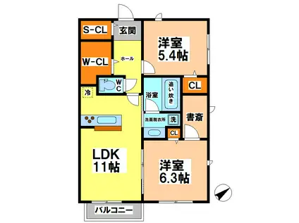 エーデルコート吉祥寺(2SLDK/2階)の間取り写真