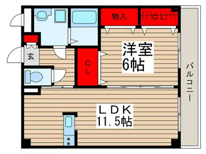 ニューライフ津田沼東(1LDK/3階)の間取り写真
