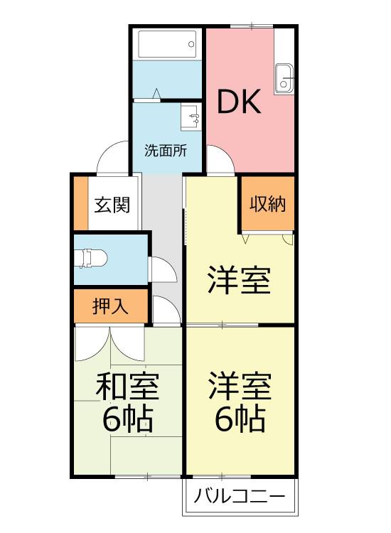 サニーフラットロク(3DK/2階)の間取り写真