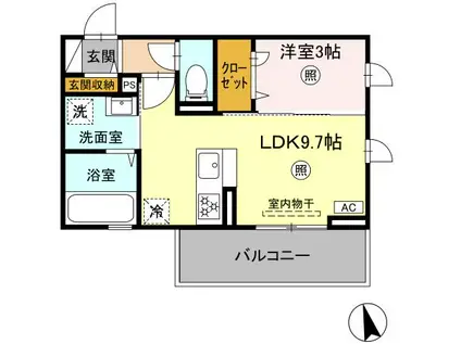 D-ROOM西熊本駅(1LDK/3階)の間取り写真