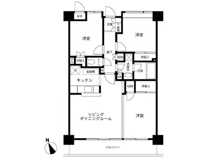 フォレストグランリコ(3LDK/3階)の間取り写真