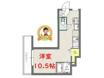ミハス西横浜(ワンルーム/3階)の間取り写真