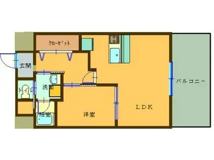 SAI宇宿(1LDK/12階)の間取り写真