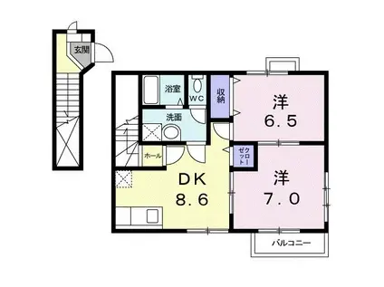 アライブA(2DK/2階)の間取り写真