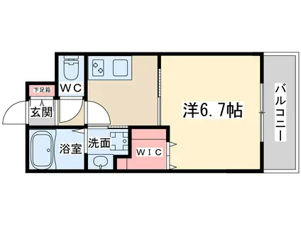 エスフォート福島ラルーナ(1K/8階)の間取り写真