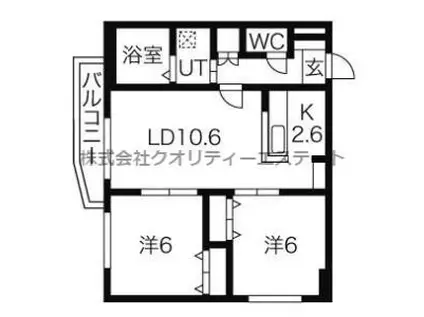 メディオフラム札幌(2LDK/2階)の間取り写真