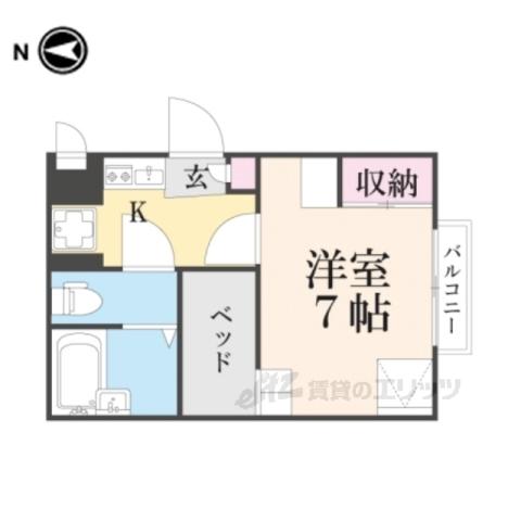レオパレス三条東山(1K/1階)の間取り写真