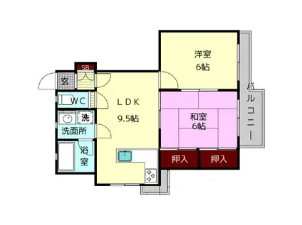ラ・フォーレ生駒(2LDK/4階)の間取り写真