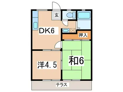 ハイツサノ A(2DK/1階)の間取り写真