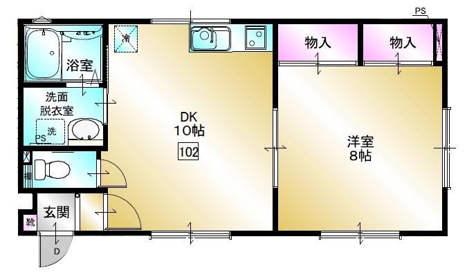 ウイング売市(1LDK/1階)の間取り写真