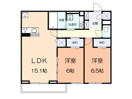 ハレオリナ(2LDK/1階)の間取り写真