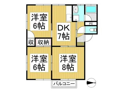 プラザやまざき2号館(3DK/1階)の間取り写真