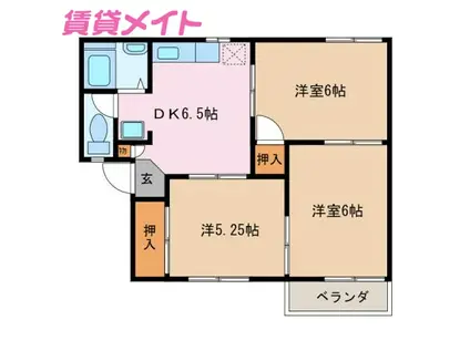 フォーブル川端 A(3DK/2階)の間取り写真