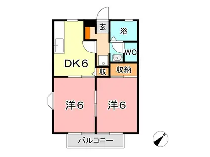 アルフ吉川(2DK/2階)の間取り写真