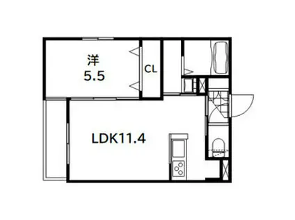 AFFLUENT アフルエントゥ(1LDK/3階)の間取り写真