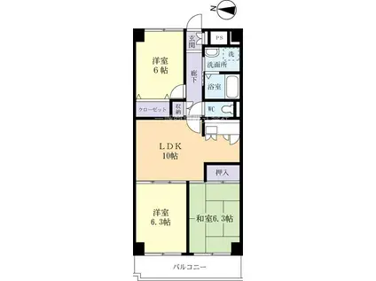 グランブリック水戸(3LDK/1階)の間取り写真