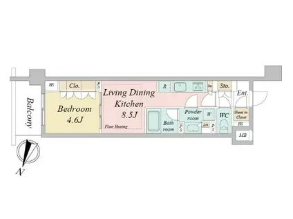 ドゥーエ早稲田(1LDK/3階)の間取り写真