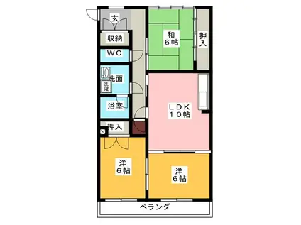 アビタシオンOHNO(3LDK/1階)の間取り写真