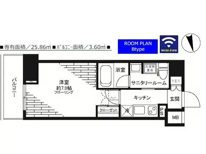 ステージグランデ芝大門(1K/2階)の間取り写真