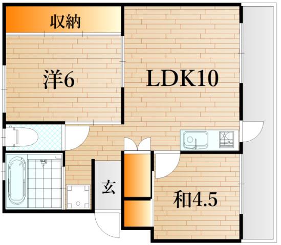 ヴィラナリー貴船1号棟(2LDK/3階)の間取り写真