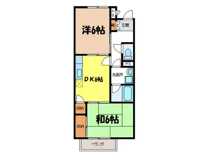 パレスブルースカイA(2DK/1階)の間取り写真