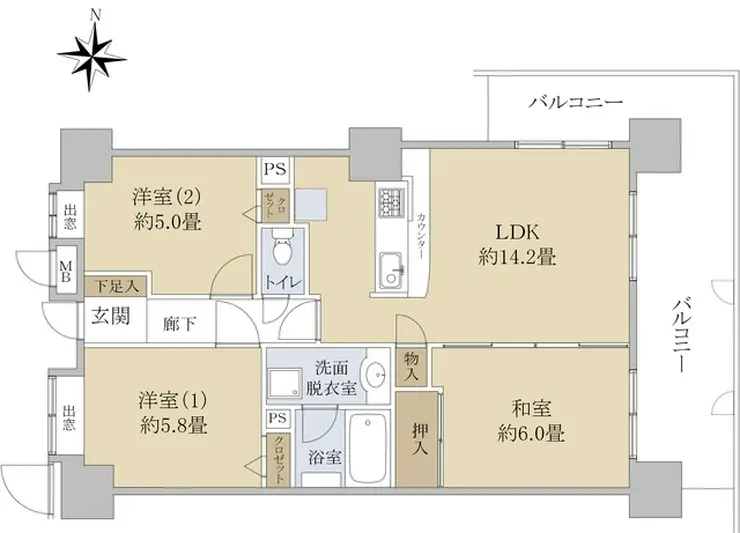 セザール検見川浜 15階階 間取り