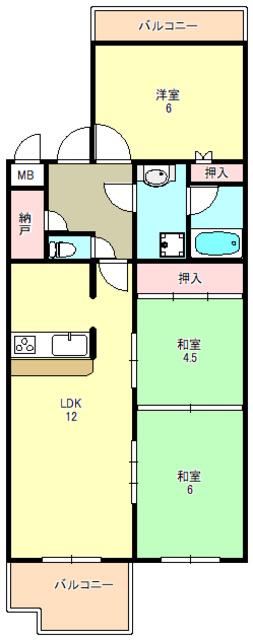 パルピアマンション(3LDK/5階)の間取り写真