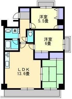 西町ロイヤルスクエア(3LDK/9階)の間取り写真