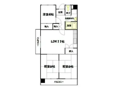 東山ハイツ(2LDK/1階)の間取り写真
