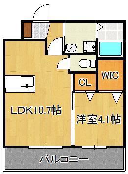 WILL STYLE 陣原R(1LDK/1階)の間取り写真