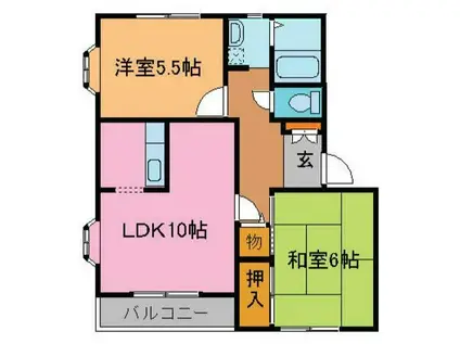 銀の馬車道壱番館(2LDK/1階)の間取り写真