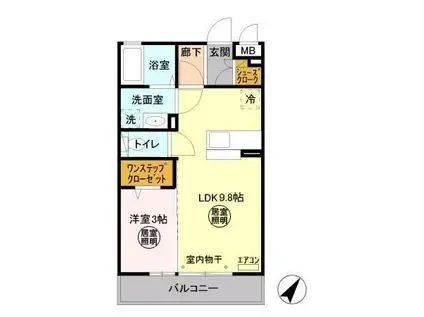 パークドプランタンA(1LDK/3階)の間取り写真