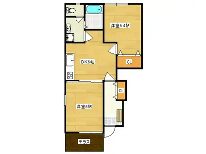 リーフ・アルフォートII(2DK/1階)の間取り写真