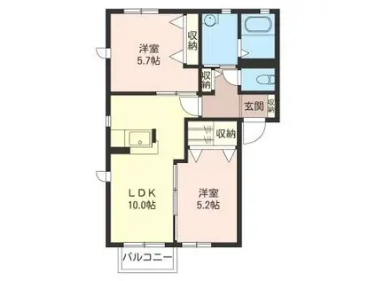 クレシェンテA(2LDK/2階)の間取り写真