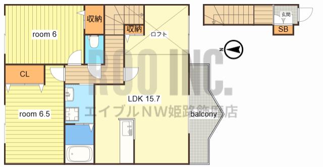 MAISON CLAIRE(2LDK/2階)の間取り写真