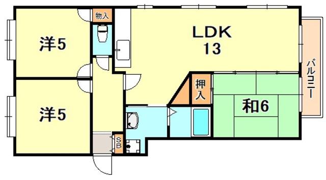 ヴィユー歌敷山(3LDK/3階)の間取り写真