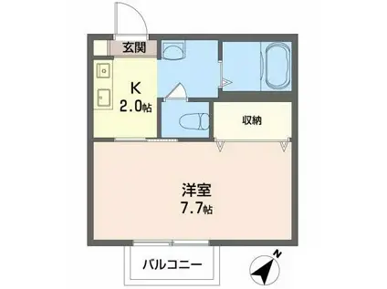 シャーメゾン土橋(1K/2階)の間取り写真