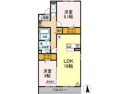 ブレインーゾーンII(2LDK/3階)の間取り写真