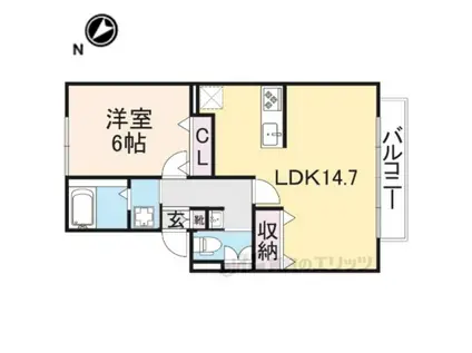 サンフラットおがた 1(1LDK/2階)の間取り写真