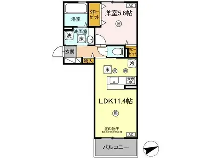 リバーサイド竜田口駅前(1LDK/1階)の間取り写真
