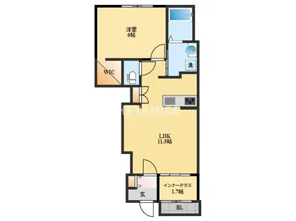VILLAGE.M(1LDK/1階)の間取り写真