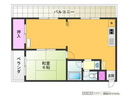 王子台ミハラ(1LDK/3階)の間取り写真
