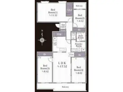 エストラーセ長池(4LDK/5階)の間取り写真