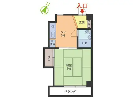 パセオ志比口(1DK/3階)の間取り写真