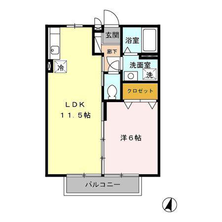 サンライズI番館(1LDK/2階)の間取り写真