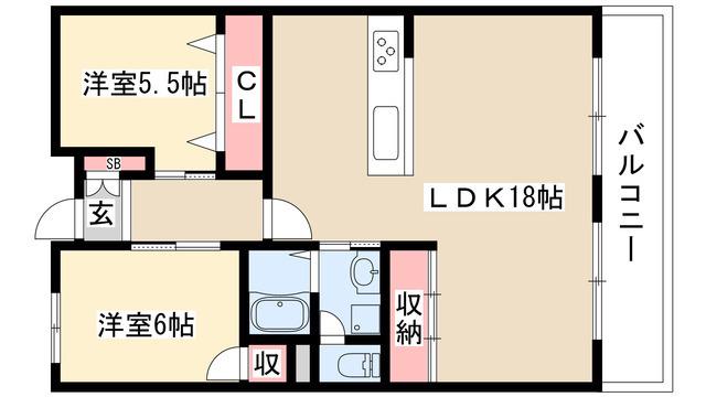 パピヨンヤシロ(2LDK/1階)の間取り写真