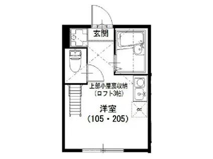 プライムテラス南林間Ⅲ(ワンルーム/1階)の間取り写真