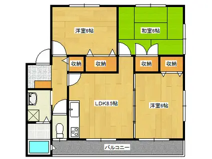ファミーユ東本浦(3LDK/2階)の間取り写真